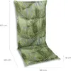 A chair cushion with a palm leaf pattern, with dimensions indicated. Produktbild-Vorschau