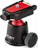 A close-up studio shot of a black and red Joby GorillaPod 3K II tripod head with a built-in bubble level. Produktbild-Vorschau