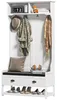 HOMCOM 2-in-1 garderobekast, kledingrek met 4 haken, wit Productafbeelding-voorbeeld 1
