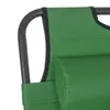 A close-up view of the top corner of a green foldable chair, showing the metal frame and fabric. Podgląd zdjęcia produktu