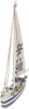 A decorative wooden sailboat with blue stripes and a sail that says 'BY THE SEA'. Produktbild-Vorschau