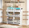 Schuhschrank schmal 96x24.5x111 cm Weiß mit 4 Klappen, Produktbild-Vorschau 6