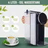 A collage-style image showcasing a hot water dispenser, a cup of tea, and informational callouts. Produktbild-Vorschau