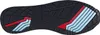 The sole of a black shoe with red and light blue accents. Produktbild-Vorschau