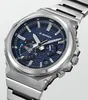 Close-up of a G-Shock G-Steel men's watch with a blue dial and silver metal band. Produktbild-Vorschau