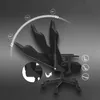 A gaming chair shown from the side with different recline angles indicated by arcs and degree markings. Produktbild-Vorschau