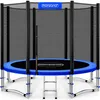 A trampoline with a safety net, ladder, and blue edge padding, set against a white background. Produktbild-Vorschau