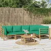 vidaXL 6-tlg. Garten-Lounge-Set mit Grünen Kissen Bambus Produktbild-Vorschau 2