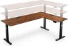 A wooden L-shaped standing desk with black metal legs. Produktbild-Vorschau