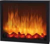 An electric fireplace with LED flames and faux logs, framed by a black border. Náhled obrázku produktu