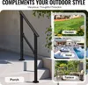 A black handrail is shown on outdoor stairs, with smaller images of a garden, a poolside area, and a patio area. Podgląd zdjęcia produktu