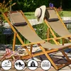 CASARIA® Chaise longue pliante en bois beige Chaise de Voir les images du produit 2