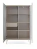 An open, empty cabinet with shelves and a drawer, displayed against a white background. Produktbild-Vorschau