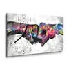 DEQOART Glasuhr 60x30 cm Zahlen 'Graffiti-Handschlag' Produktbild-Vorschau 2