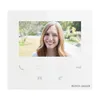 A white intercom system with a screen displaying a woman's face. Produktbild-Vorschau