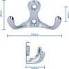 Two views of a chrome double coat hook with dimension lines. Produktbild-Vorschau