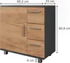 A detailed product shot of a cabinet with dimensions indicated. Produktbild-Vorschau