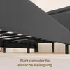 Close-up view of the underside of a bed frame, showing the metal structure and the fabric upholstery. Anteprima dell’immagine prodotto