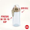 A NUK Kiddy Cup is shown against a plain background with text overlays highlighting its features. Produktbild-Vorschau