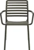 A studio shot of a single, dark gray plastic chair. Produktbild-Vorschau