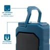 Close-up of a blue and black work light with labels pointing out features. Anteprima dell’immagine prodotto