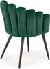 A side view of a dark green velvet chair with black legs against a white background. Náhled obrázku produktu