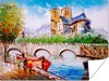 MuchoWow® Poster Gemälde - Paris - Boot - Brücke 160x120 cm Produktbild-Vorschau 1