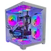 A white gaming computer case with multiple RGB fans and internal components visible through a glass panel. Produktbild-Vorschau