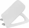 A white toilet seat with silver hinges, shown from a slightly elevated angle against a white background. Anteprima dell’immagine prodotto