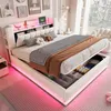 A modern bedroom with a white hydraulic storage bed. Náhľad obrázku produktu