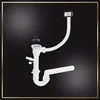 A white sink drain and pipe assembly against a black background. Náhľad obrázku produktu