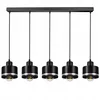 A product shot of a black and silver five-light pendant chandelier. Produktbild-Vorschau