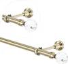 A close-up view of a double curtain rod with crystal finials. Podgląd zdjęcia produktu