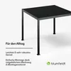 A black pergola structure on a white background with German text describing its features. Produktbild-Vorschau