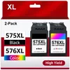 The image shows the packaging of two ink cartridges, one black and one color, with labels indicating their model numbers and types. Produktbild-Vorschau
