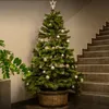 A decorated Christmas tree stands next to a staircase and a potted plant. Náhled obrázku produktu