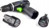 A cordless drill with two batteries and a charger, presented on a white background. Náhľad obrázku produktu