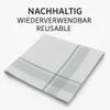A folded white handkerchief with green stripes is shown against a white background. Text is overlaid at the top of the image. Produktbild-Vorschau
