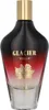 A perfume bottle with a gradient color from black to red to clear. Voir les images du produit