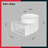 A white plastic ventilation duct fitting with dimensions indicated by dashed lines and text labels. Podgląd zdjęcia produktu
