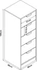 Isometric view of a chest of drawers with dimensions indicated. Anteprima dell’immagine prodotto