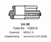 Technical drawing and specifications for a valve adapter. Produktbild-Vorschau