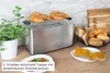 Unold Toaster Tom mit 2 Croissants auf Küchentheke, nah bei Pflanze, Brotkorb, Toast, Ei und Text.
 Produktbild-Vorschau