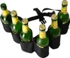 A black fabric belt with six holders, each containing a green glass bottle with a yellow cap and label. Produktbild-Vorschau