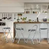 Barhocker Klappbar 4er Set Sitzhöhe 61 cm Schwarz Silber Produktbild-Vorschau 5