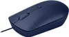 A dark blue computer mouse with a black cord is shown against a white background. Produktbild-Vorschau