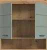 An open cabinet with two doors, showing the interior shelves and wooden texture. Produktbild-Vorschau