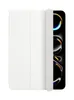 A white tablet case is shown partially open, revealing a black tablet screen with colorful abstract graphics. Produktbild-Vorschau