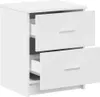 A white bedside table with two drawers is shown against a white background. Produktbild-Vorschau