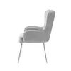 A side view of a single gray upholstered chair with silver metal legs, presented on a white background. Podgląd zdjęcia produktu